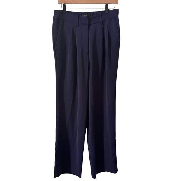 Quince Stretch Crepe Pleated Wide Leg Pants Navy Size 10 - Picture 3 of 11